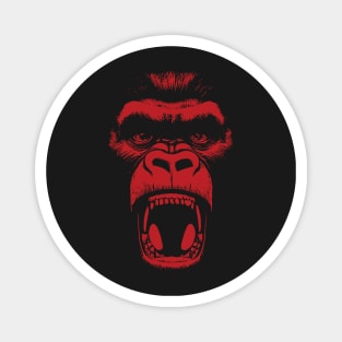 Angry Gorilla Yelling Silverback Gorilla with Mouth Wide Open showing Teeth Red Version Magnet